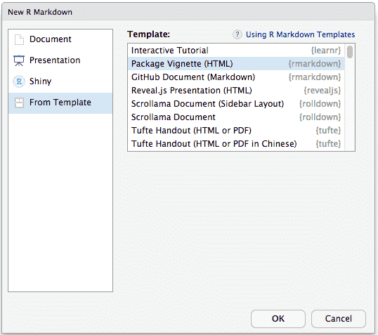 RStudio でパッケージのビネットを作成する